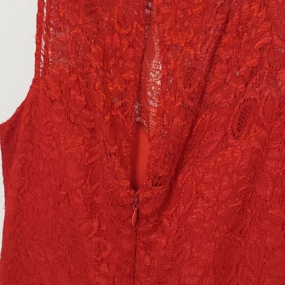 Red Lace Betsey Johnson Sleeveless Sheath Dress Size 4 - Picture 3 of 8